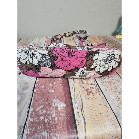 Vera Bradley Quilted Mocha Rouge Shoulder Handbag Zipper Floral 2011 Purse - Picture 7 of 13